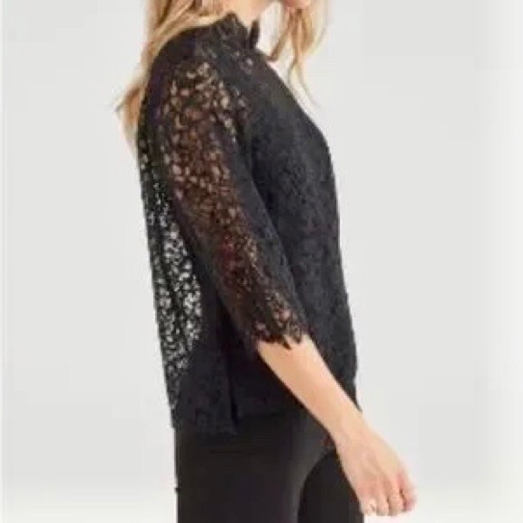 NEW 7 For All Mankind Scalloped Lace Top in Jet Black size XS - Picture 5 of 14
